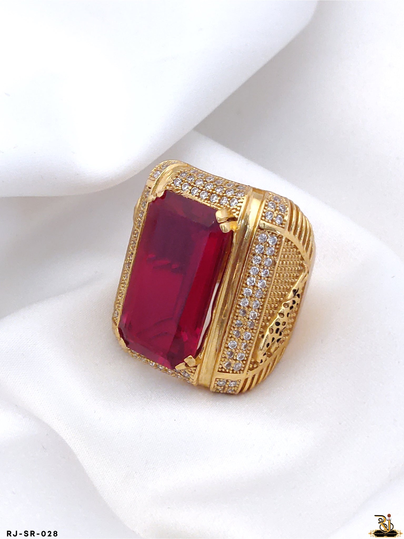 Buy Dark Red, Oval Single Ruby with Diamond, 24kt Solid Gold Ring by  Prehistoric Works | elk & HAMMER